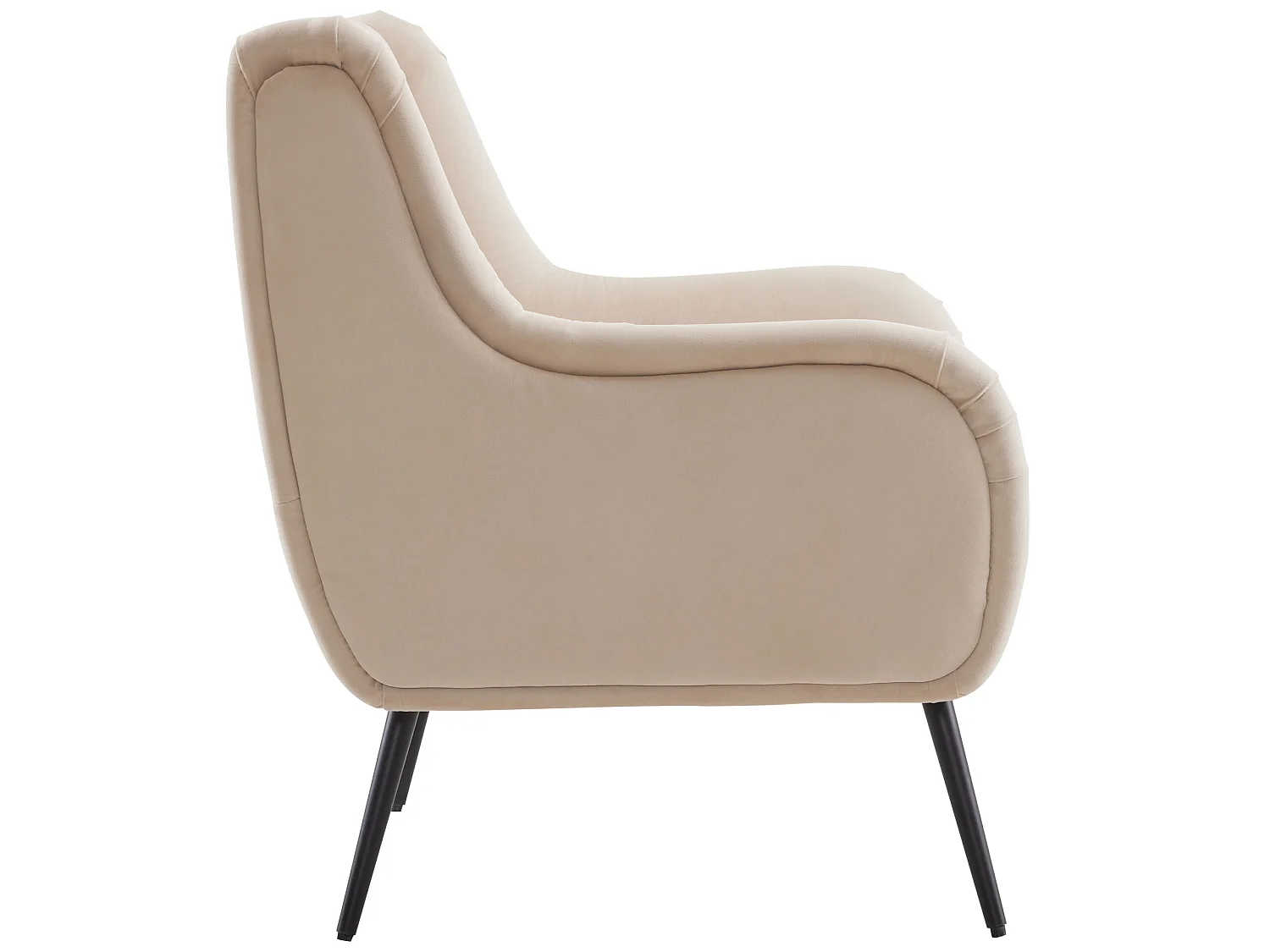 Fauteuil met armleuning en fluwelen rugleuning - beige