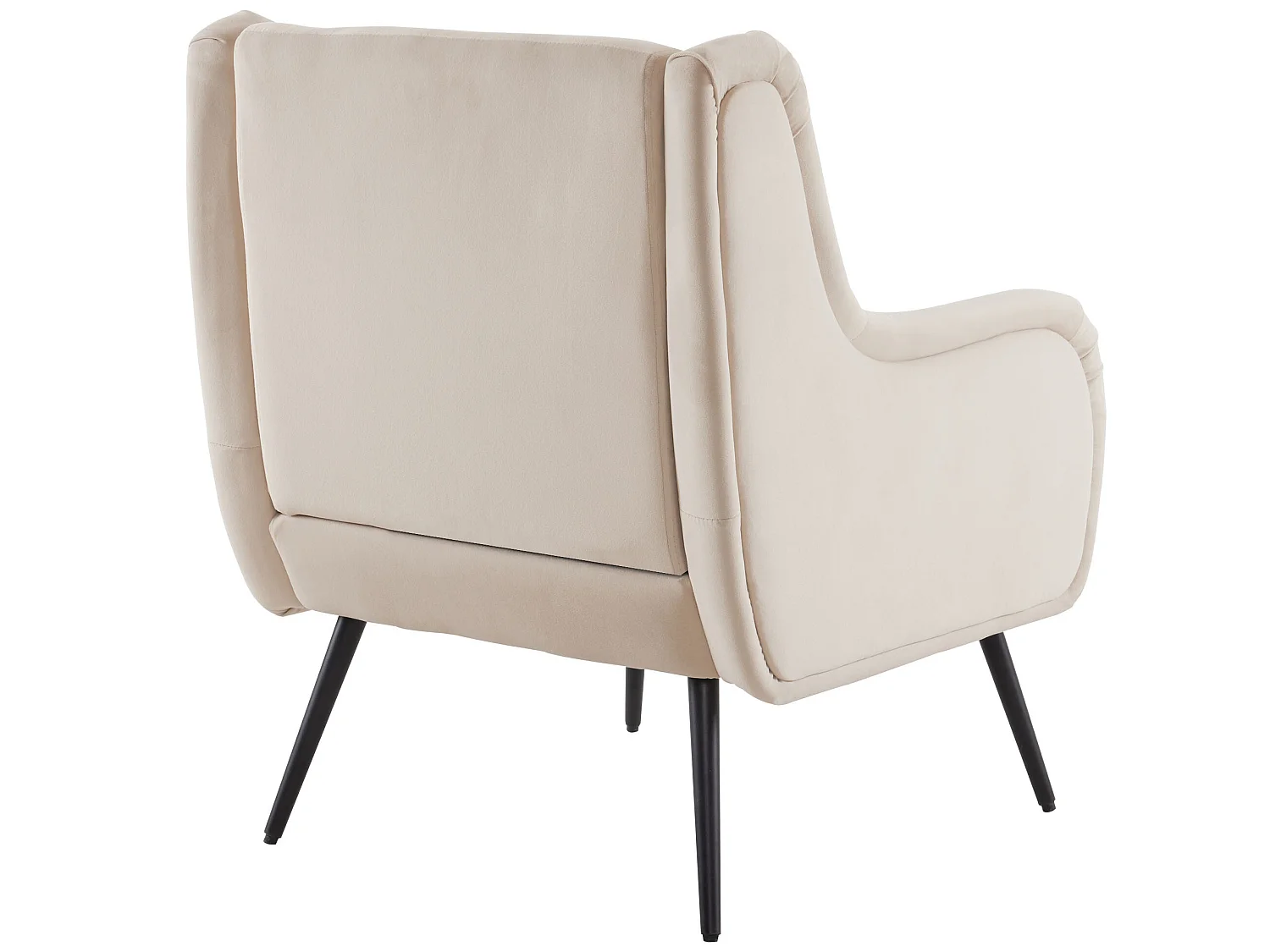 Fauteuil met armleuning en fluwelen rugleuning - beige