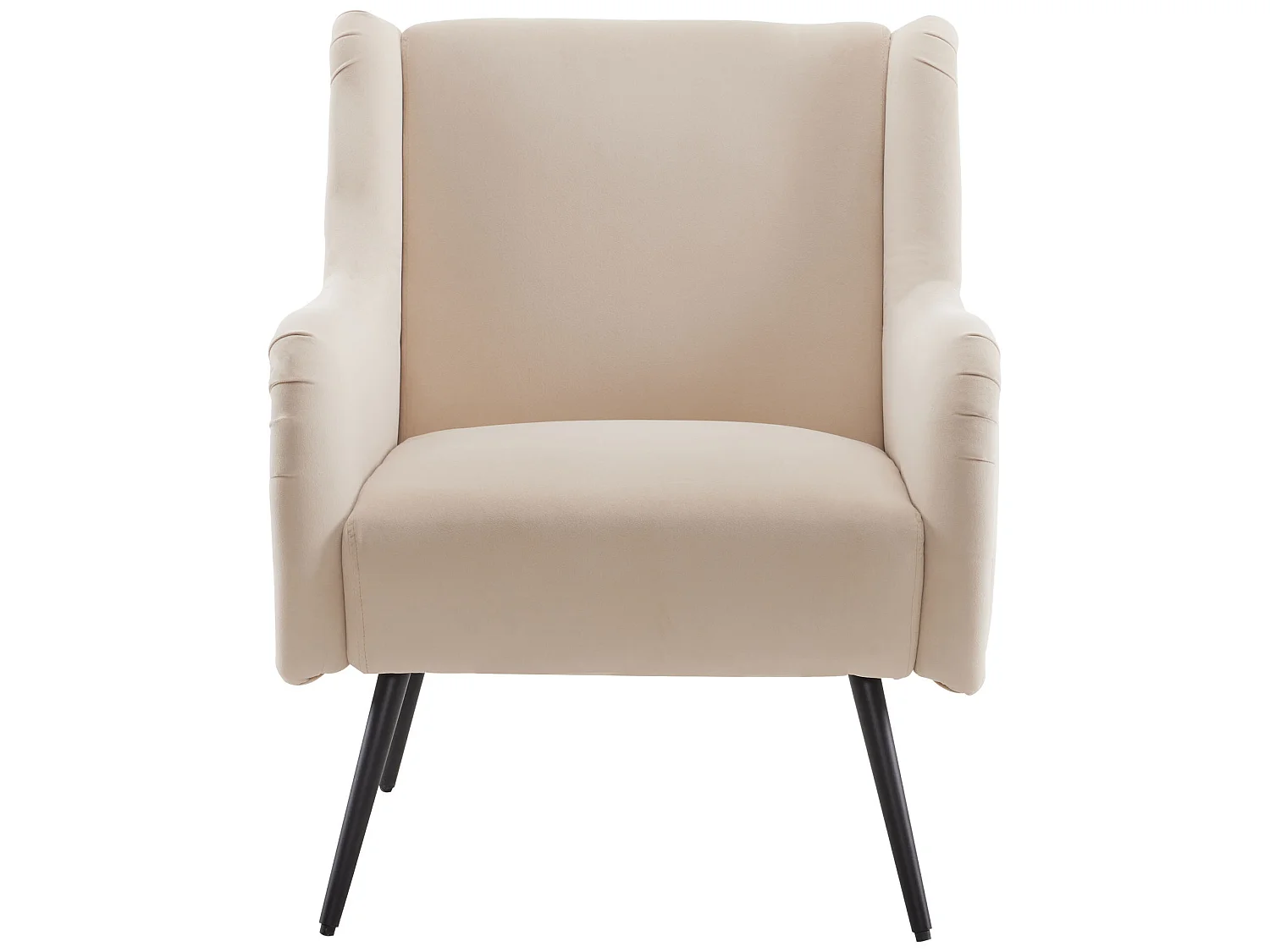 Fauteuil met armleuning en fluwelen rugleuning - beige