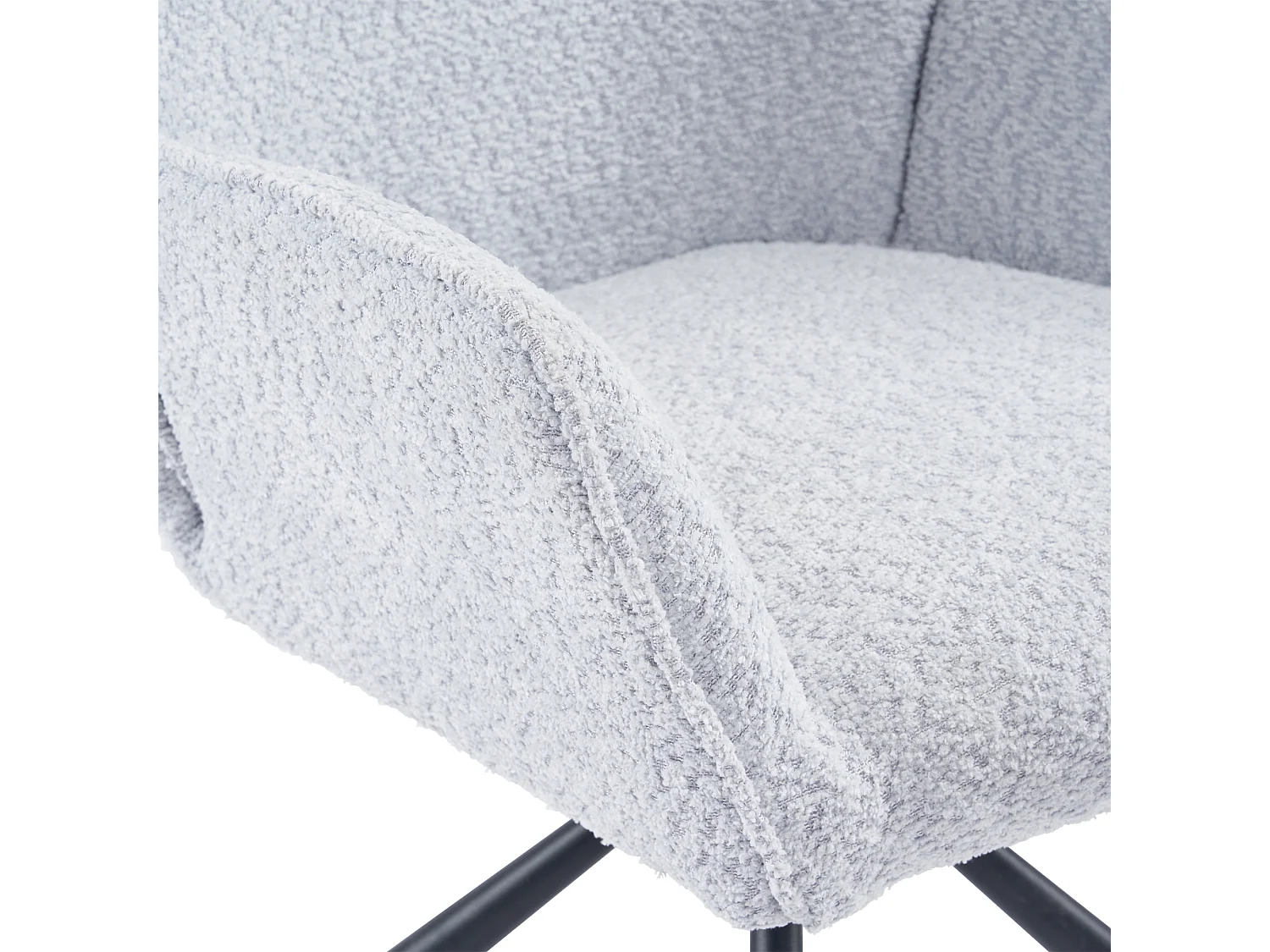 Chaise de salle à manger pivotante à 180 ° en tissu bouclette et métal - gris