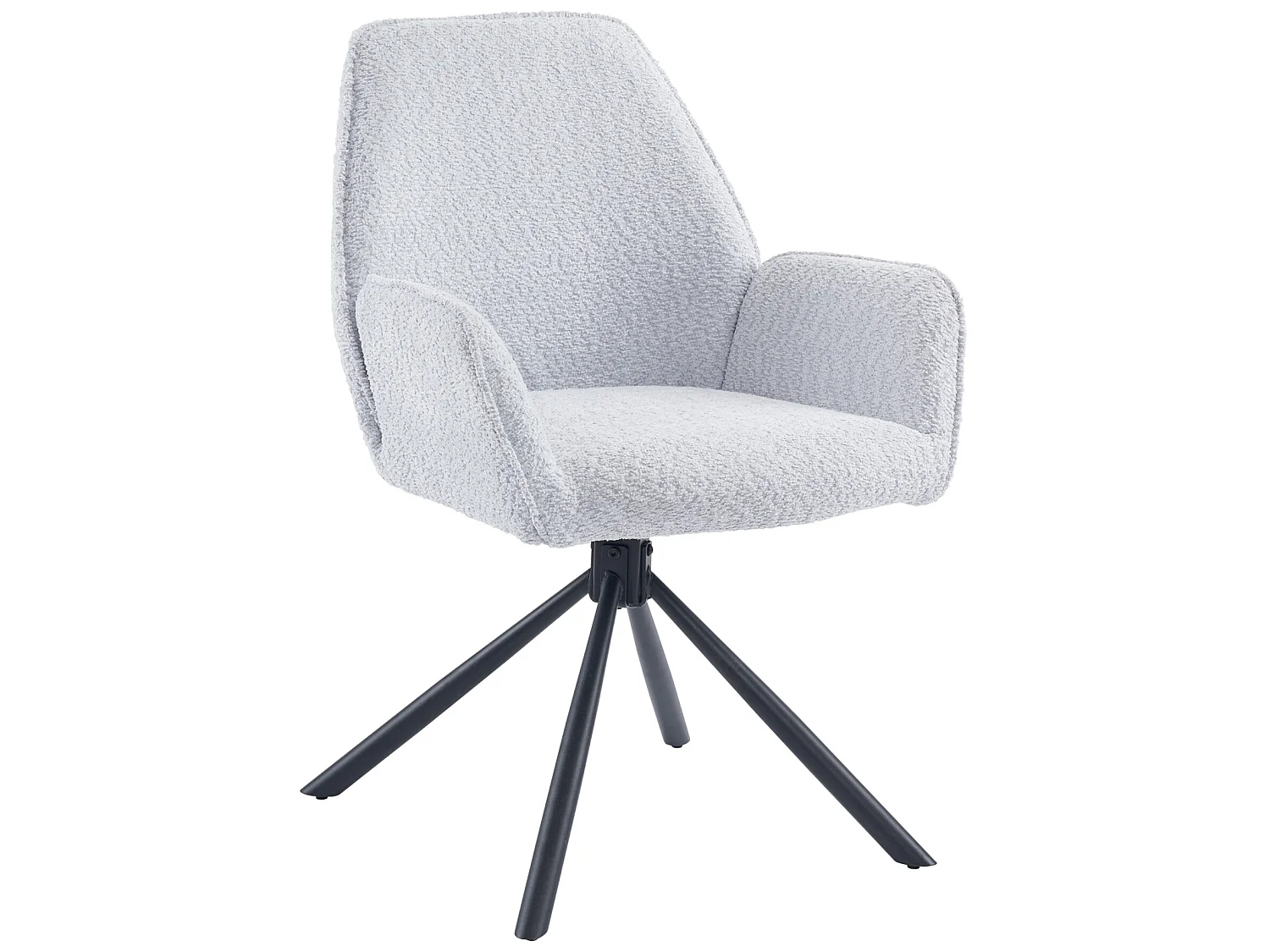 Chaise de salle à manger pivotante à 180 ° en tissu bouclette et métal - gris