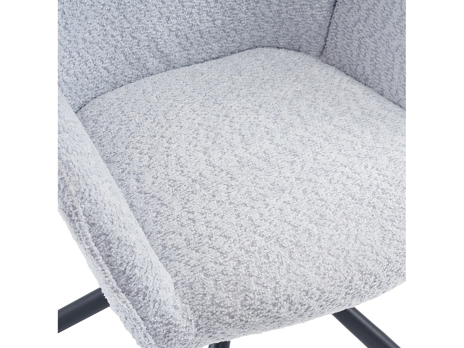 Chaise de salle à manger pivotante à 180 ° en tissu bouclette et métal - gris