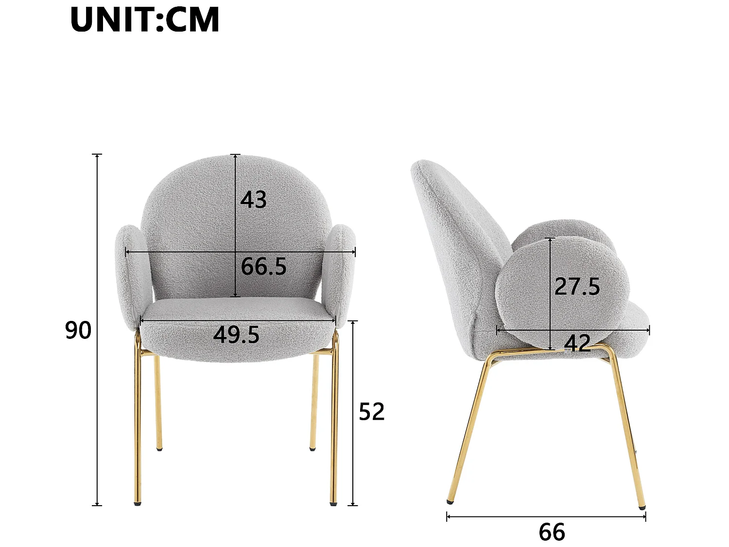 Eetkamerstoel in grijze badstof