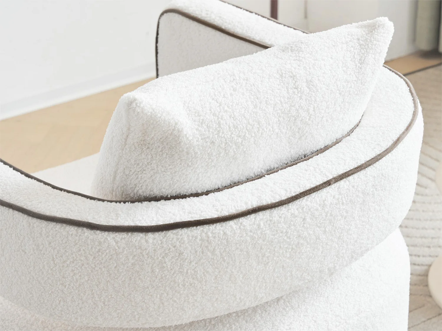 360° draaibare fauteuil in badstof met kussen - wit