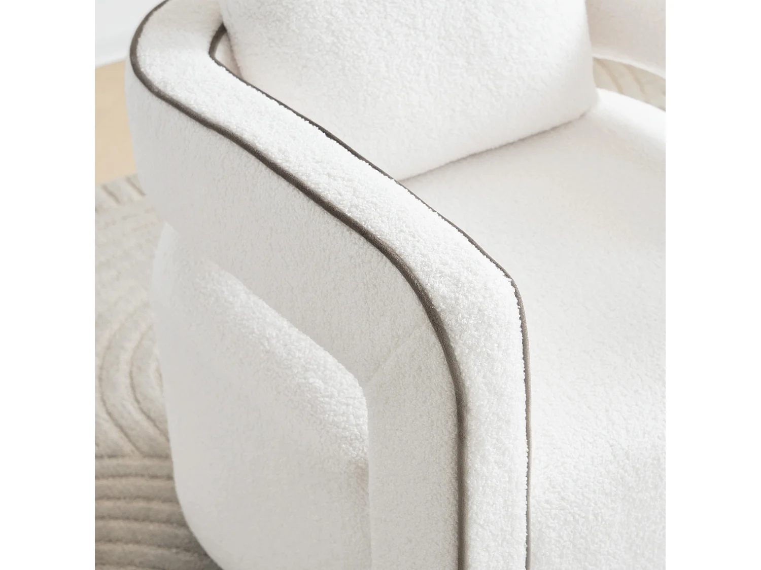 360° draaibare fauteuil in badstof met kussen - wit