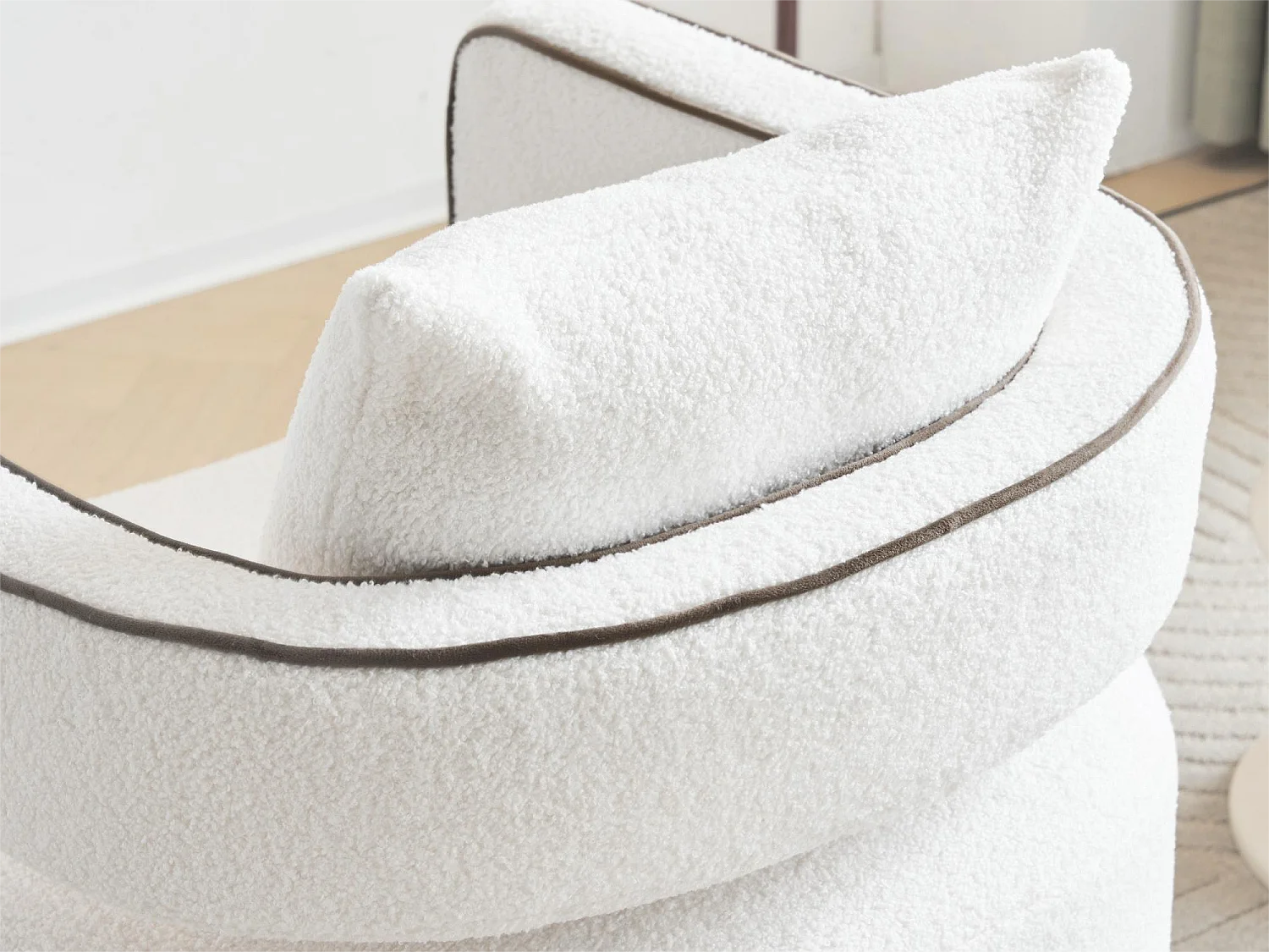 360° draaibare fauteuil in badstof met kussen - wit