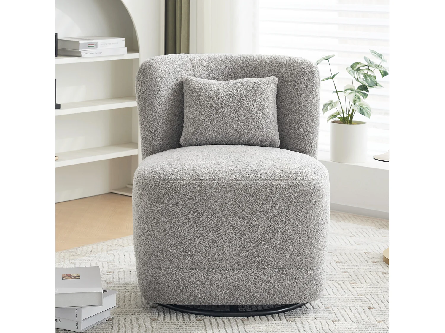 360° draaistoel in GRIJZE badstof met kussen