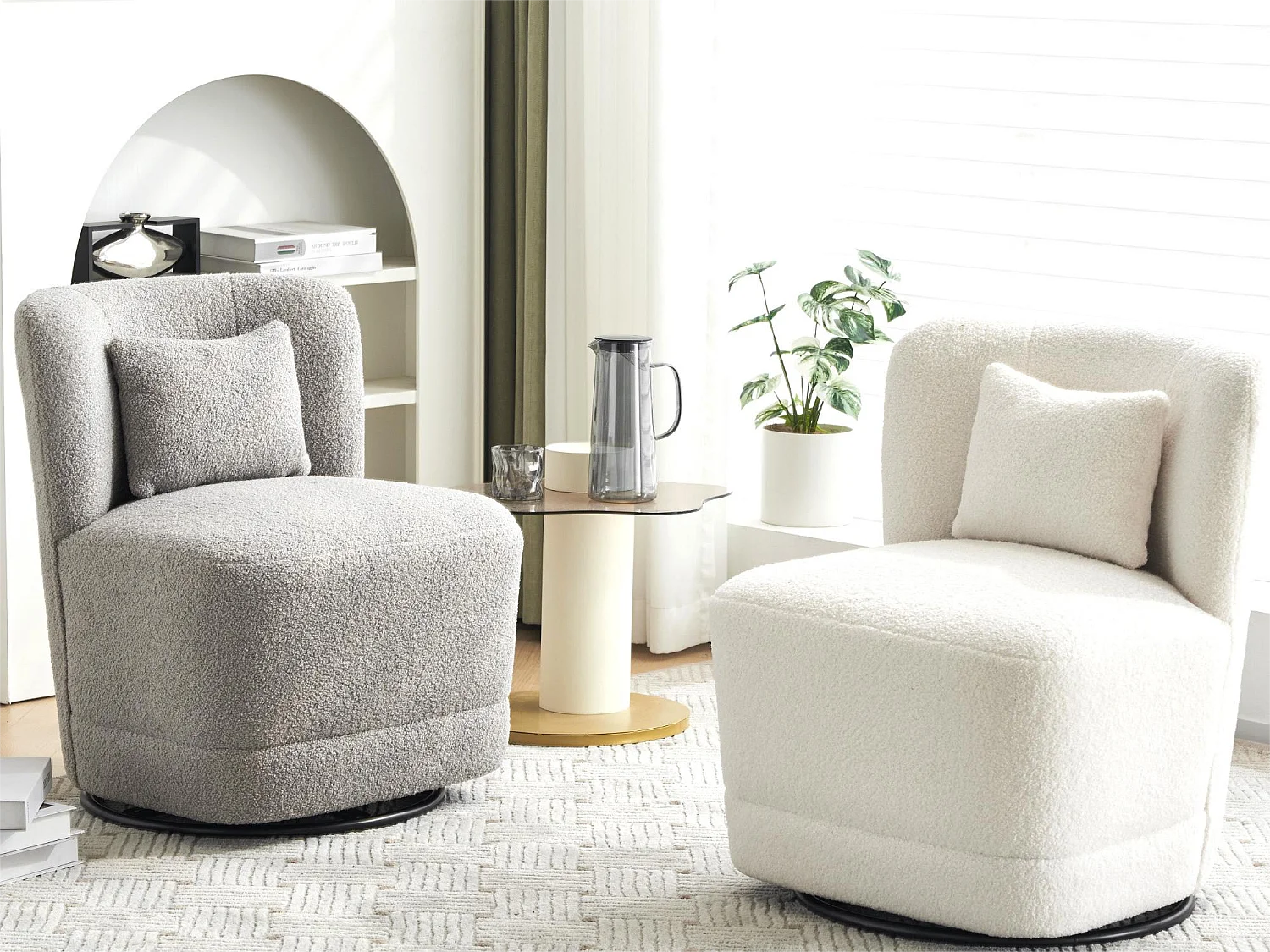 360° draaistoel in GRIJZE badstof met kussen