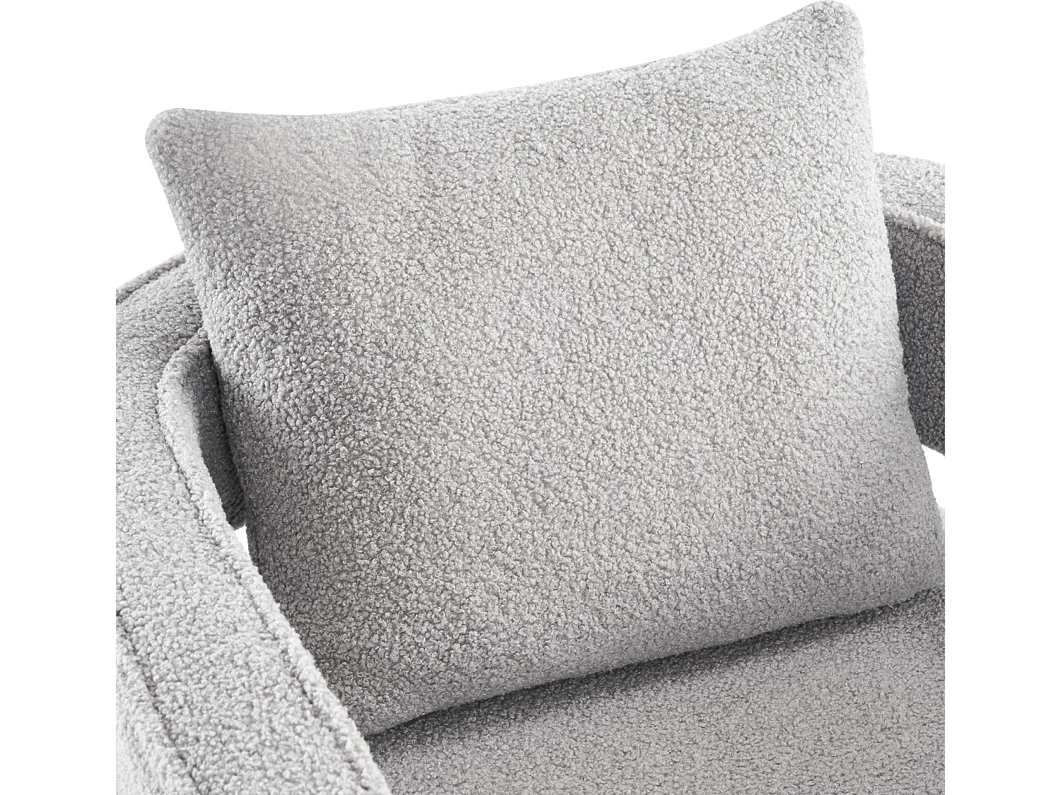 Fauteuil pivotante à 360° en tissu bouclette gris avec coussin