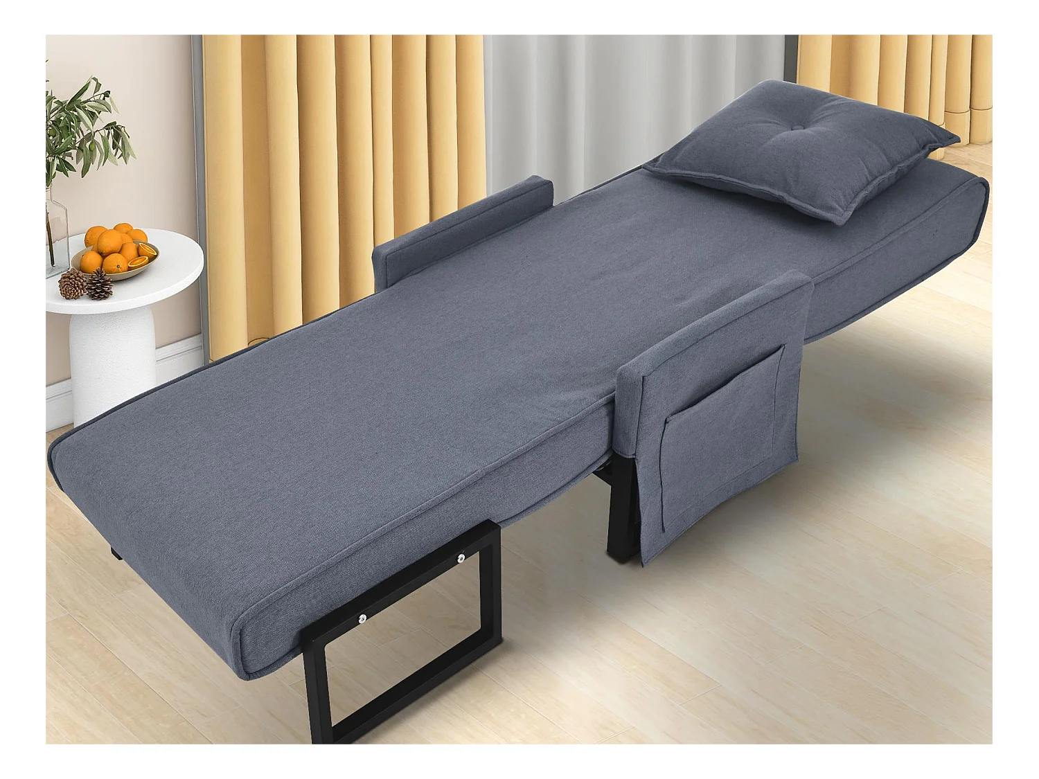 Fauteuil convertible 3 en 1 en tissu - gris