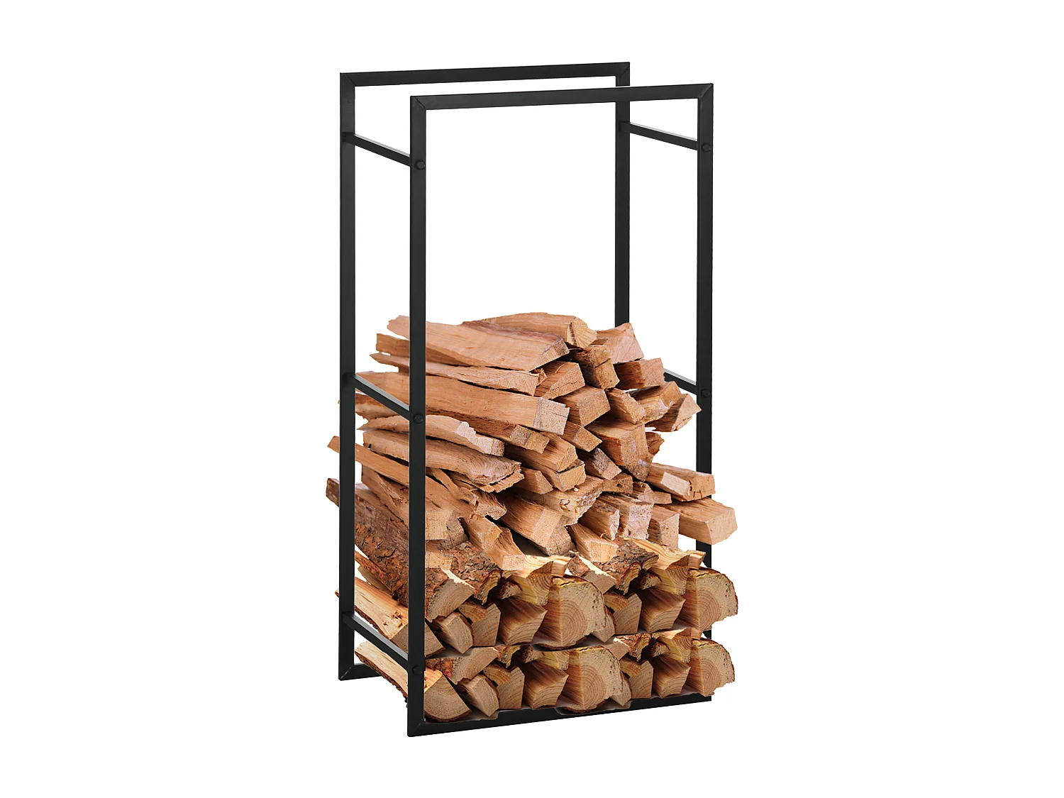 Porte bûches range bûches vertical en métal intérieur extérieur 50 x 30 x 100 cm noir