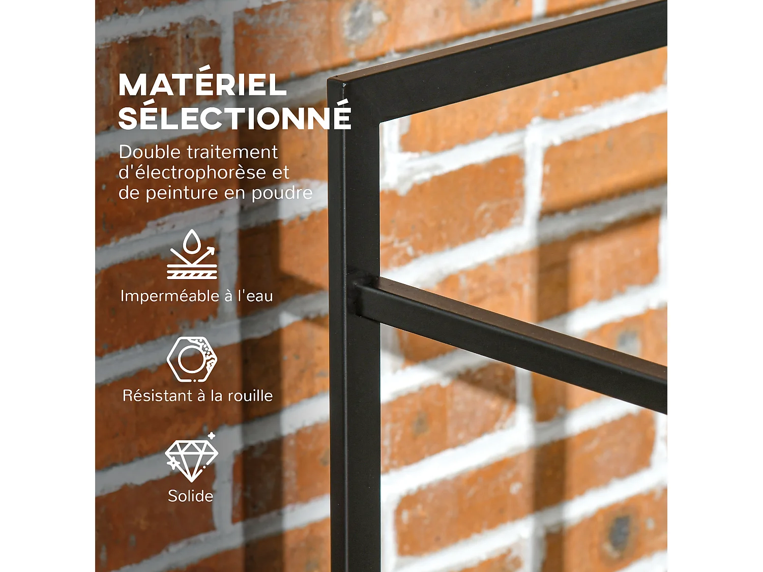 Porte bûches range bûches vertical en métal intérieur extérieur 50 x 30 x 100 cm noir