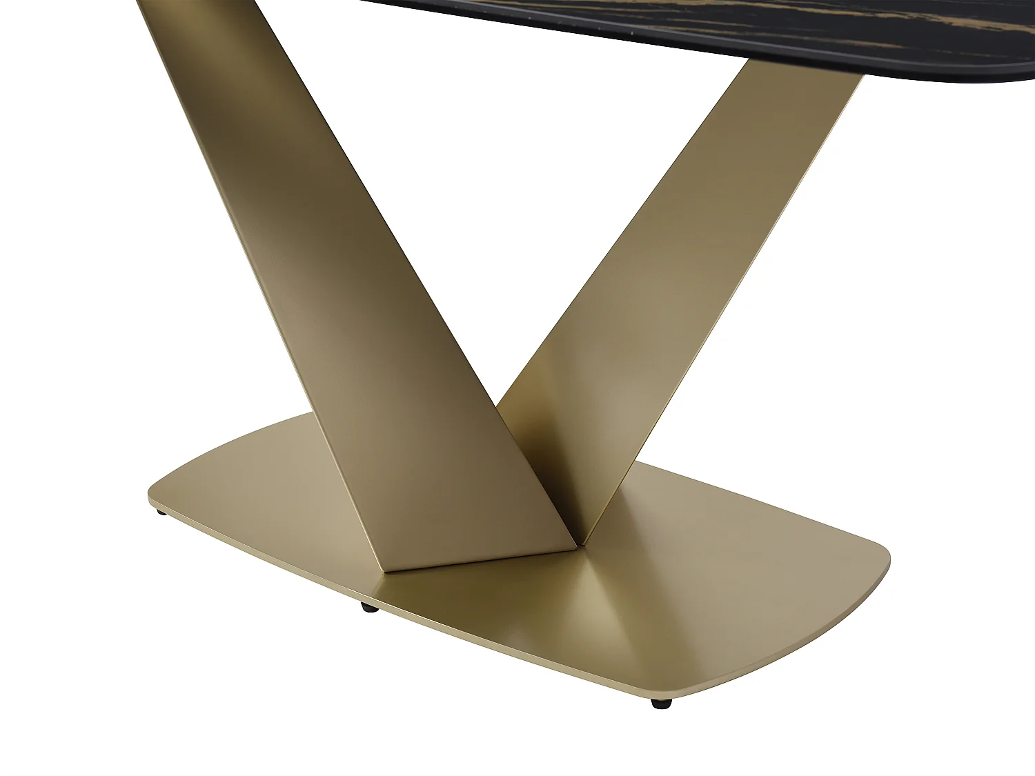 Mesa de jantar 6 lugares em cerâmica, vidro temperado e metal dourado efeito mármore preto - PORELIMA de Maison Céphy