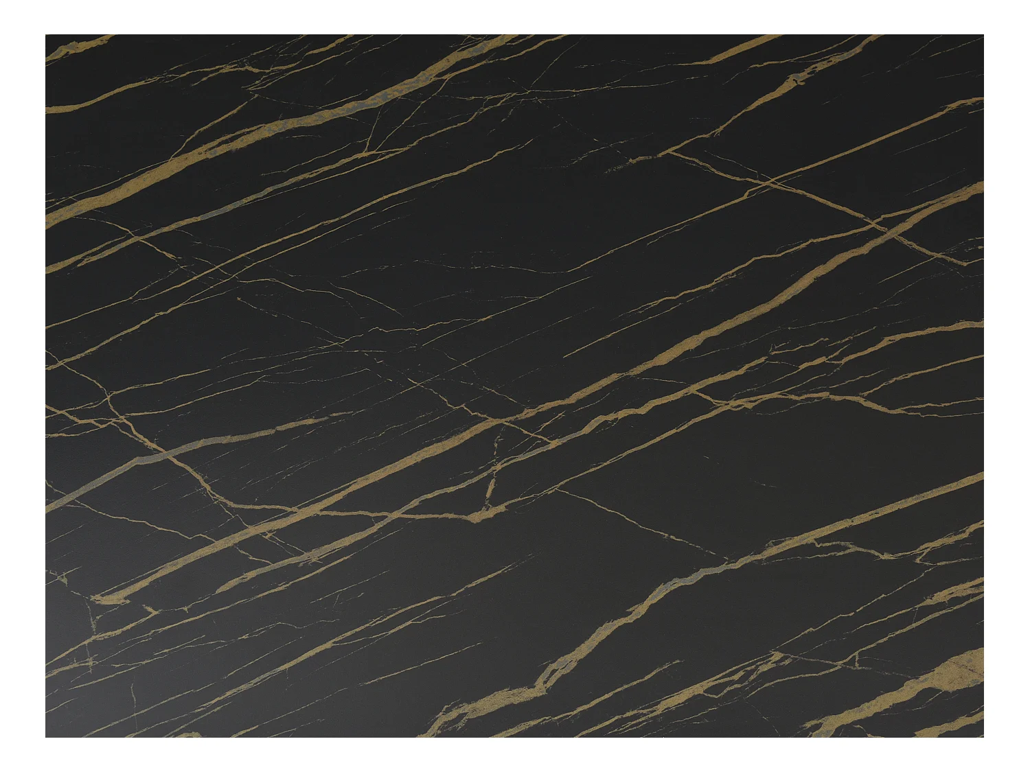 Table à manger 6 personnes en céramique, verre trempé et métal doré - Effet marbre noir - PORELIMA de Maison Céphy