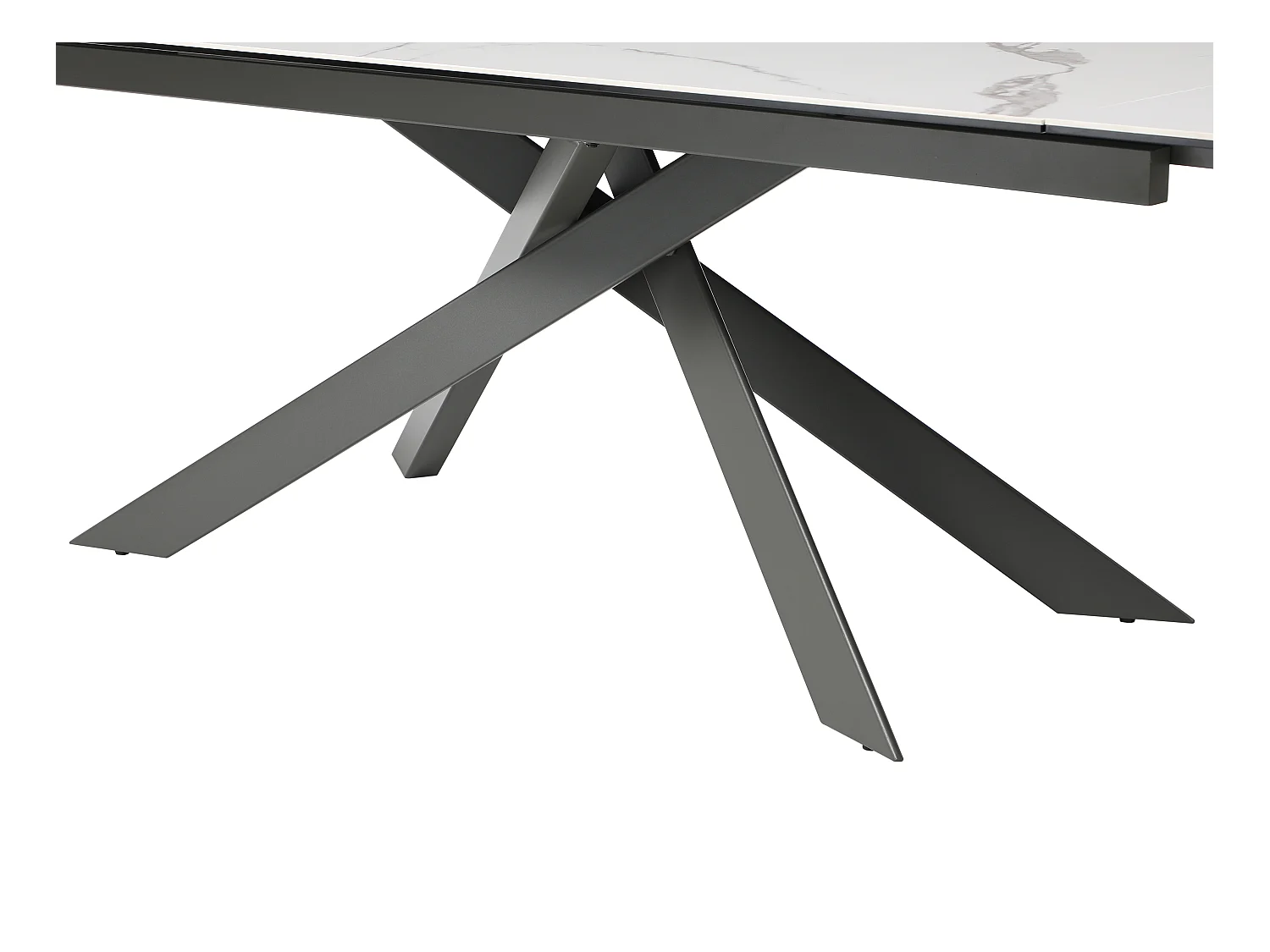 Verlengbare eettafel 8 tot 12 plaatsen van keramiek, gehard glas en metaal - Wit marmereffect en antraciet - COREMA van Maison Céphy