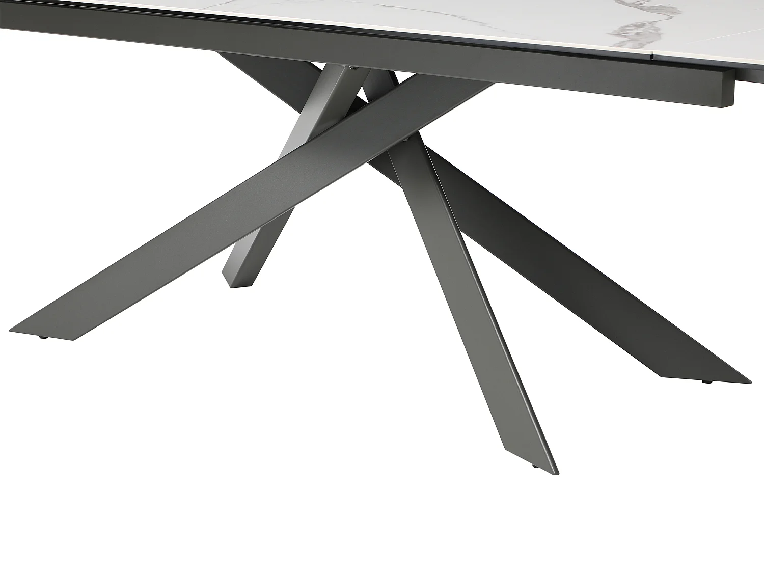 Verlengbare eettafel 8 tot 12 plaatsen van keramiek, gehard glas en metaal - Wit marmereffect en antraciet - COREMA van Maison Céphy