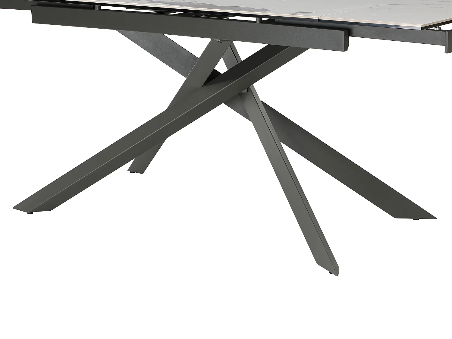 Esstisch für 4 bis 8 Personen ausziehbar - Keramik, Sicherheitsglas & Metall - Marmor-Optik Weiß & Anthrazit - COREMA von Maison Céphy