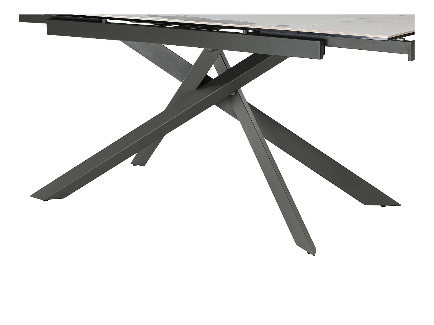 Esstisch für 4 bis 8 Personen ausziehbar - Keramik, Sicherheitsglas & Metall - Marmor-Optik Weiß & Anthrazit - COREMA von Maison Céphy