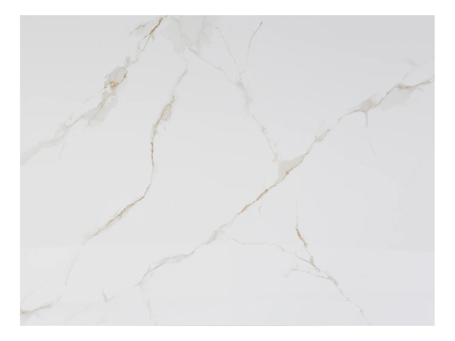 Table à manger extensible 6 à 10 personnes en céramique, verre trempé et métal - Effet marbre blanc et Doré - XERENA de Maison Céphy