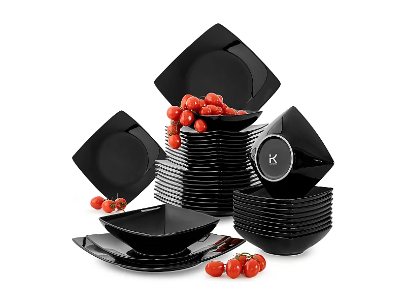 Tafelservice für 12 Personen (36 Stück) Mikrowellengeeignet - Keramik - Schwarz - EPIRI
