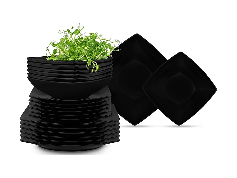 Tafelservice für 6 Personen (18el) Mikrowellengeeignet - Keramik - Schwarz - EPIRI