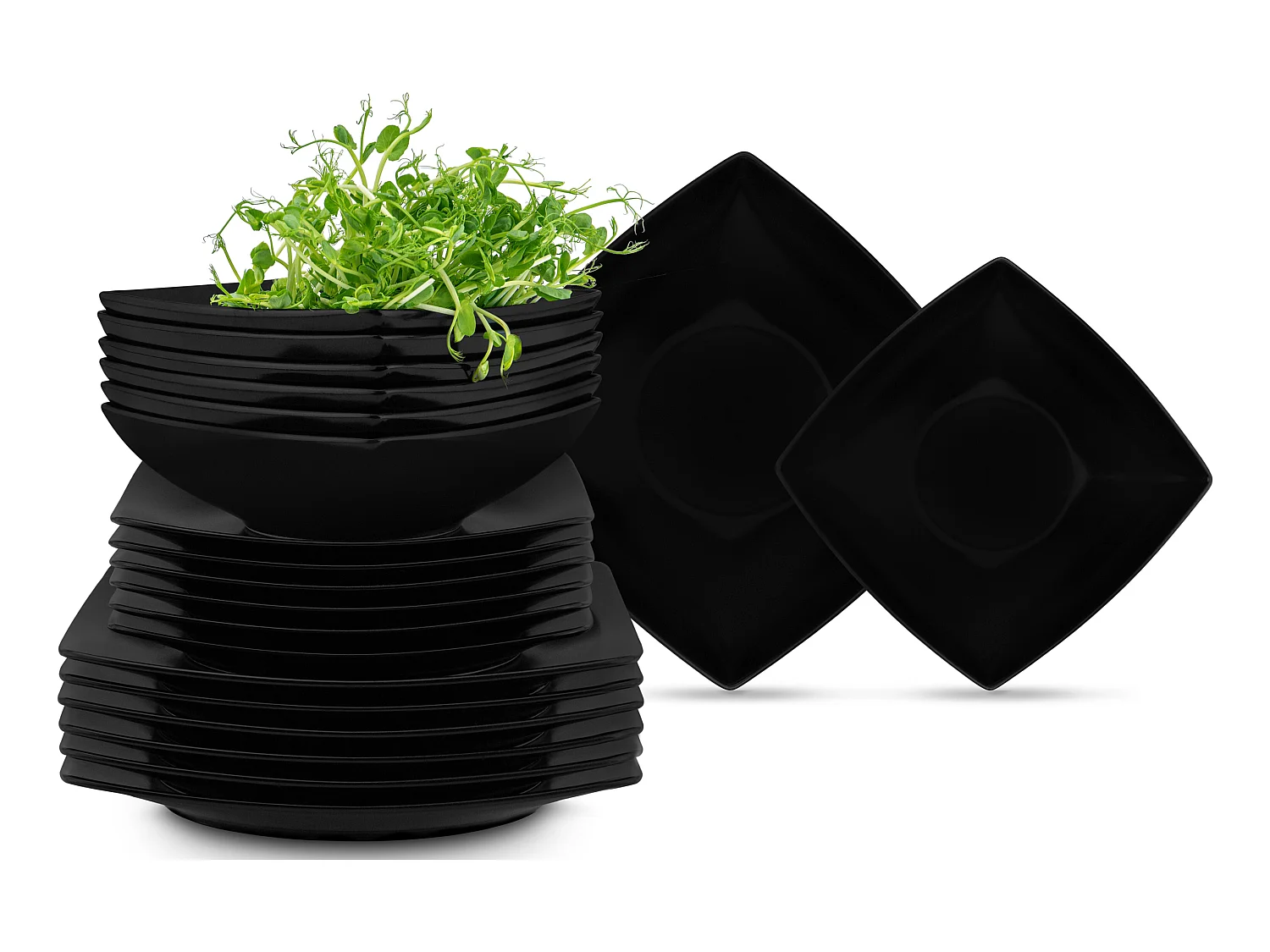 Tafelservice für 6 Personen (18el) Mikrowellengeeignet - Keramik - Schwarz - EPIRI