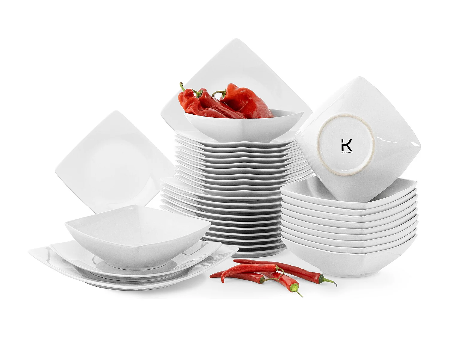 Tafelservice für 12 Personen (36 Stück) Mikrowellengeeignet - Keramik - Weiß - EPIRI