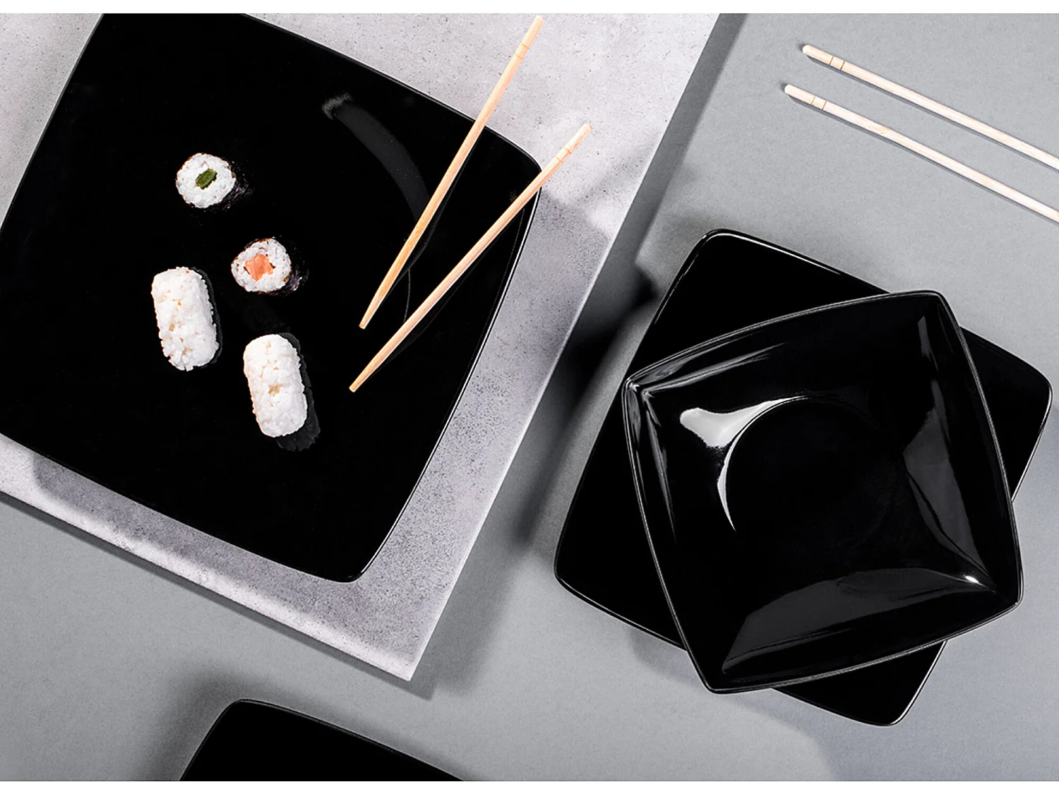 Tafelservice für 6 Personen (18el) Mikrowellengeeignet - Keramik - Schwarz - EPIRI