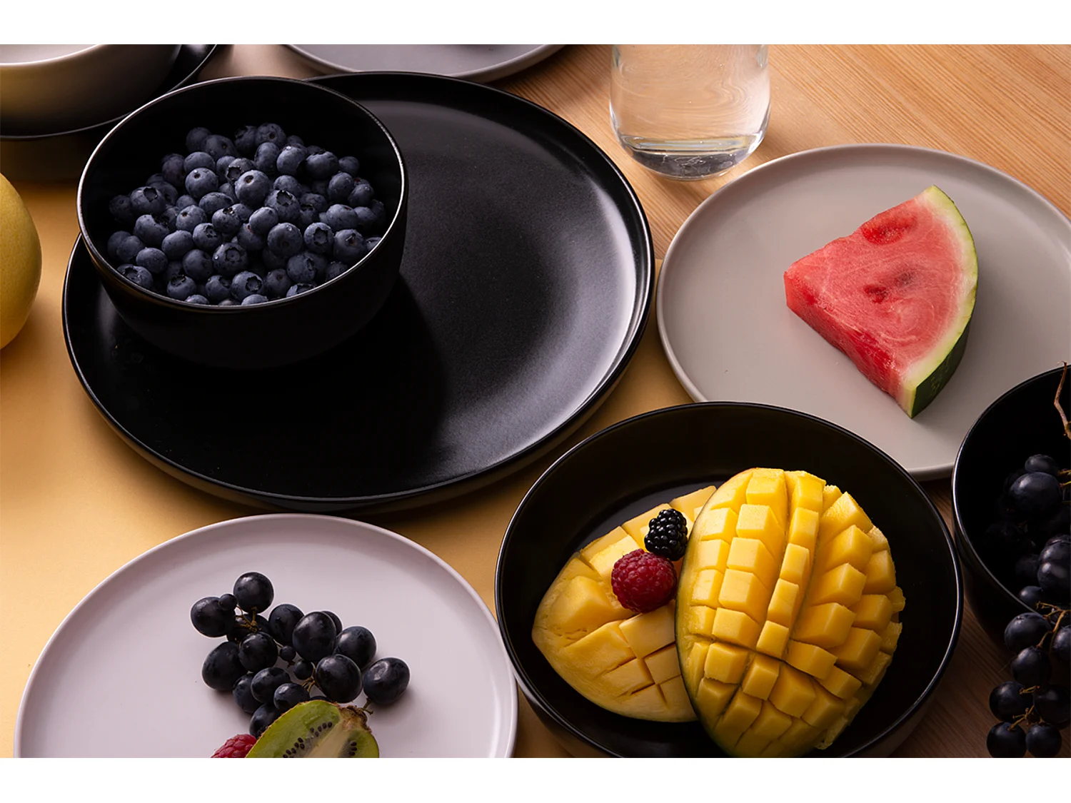 Tafelservice 6 Personen 24-tlg - Weiß, Schwarz, Grau - VICTO