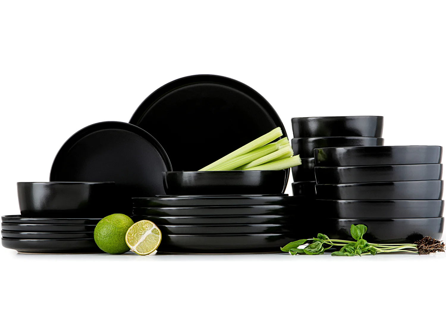 Tafelservice 6 Personen 24-tlg - Schwarz - VICTO
