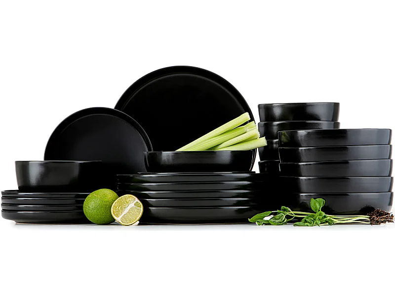 Tafelservice 6 Personen 24-tlg - Schwarz - VICTO