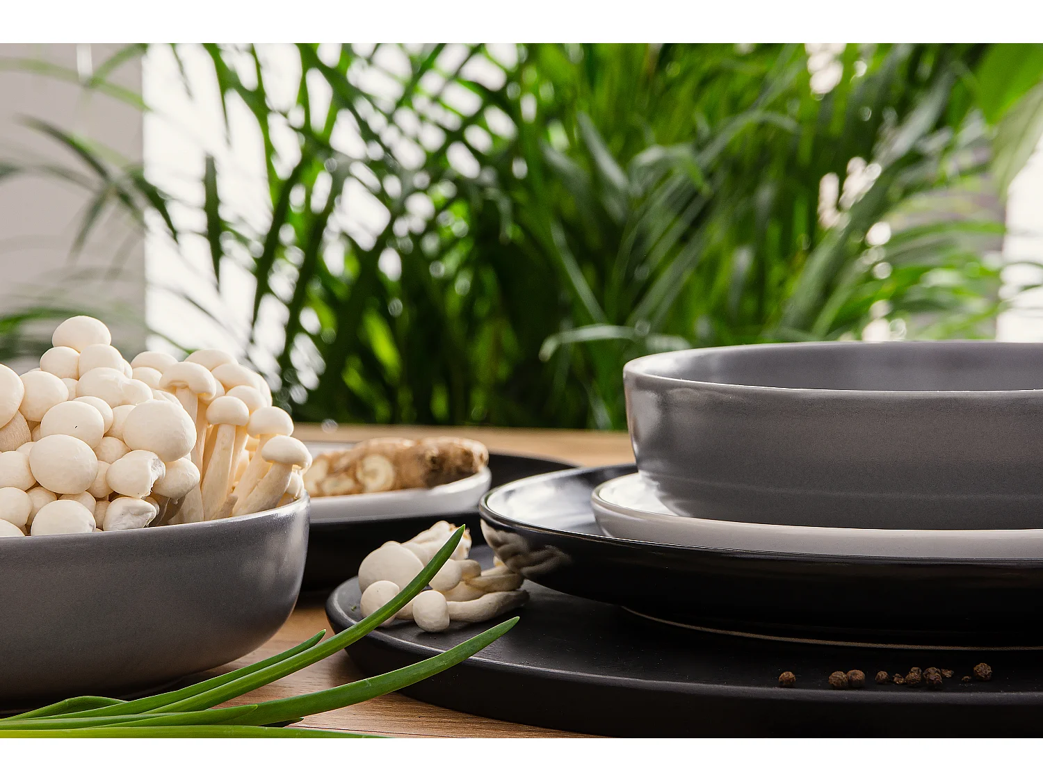 Tafelservice 6 Personen 18-tlg - Weiß, Schwarz, Grau - VICTO