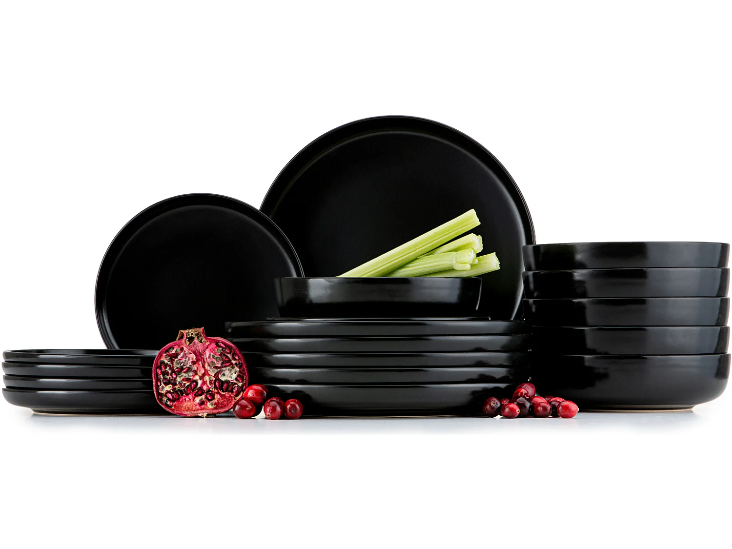 Tafelservice 6 Personen 18-tlg - Schwarz - VICTO