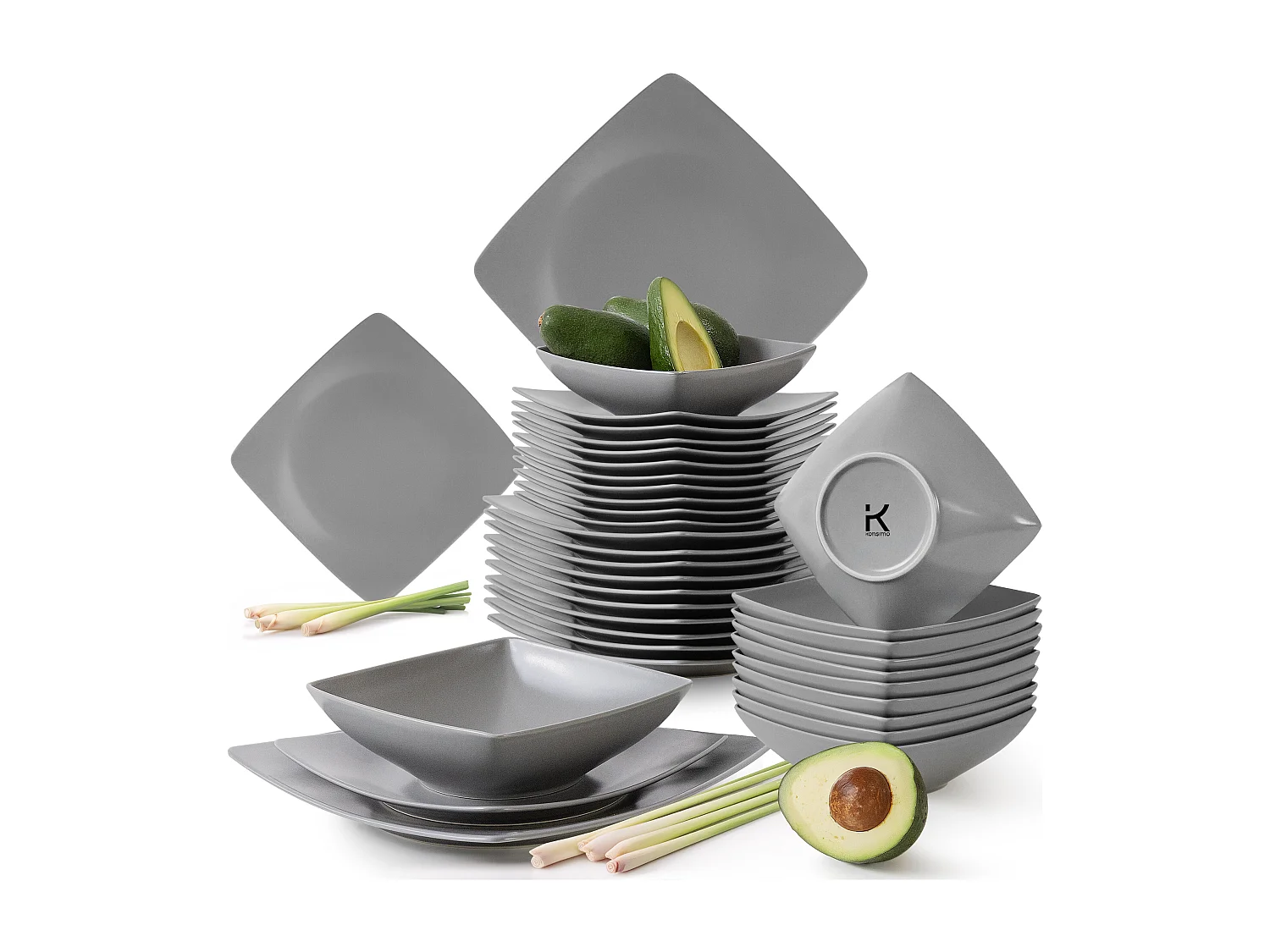 Tafelservice für 12 Personen (36 Stück) Mikrowellengeeignet - Keramik - Grau - EPIRI