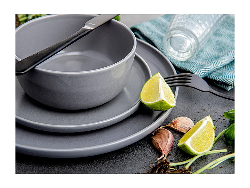 Tafelservice und Schüssel 18-tlg - Grau - VICTO