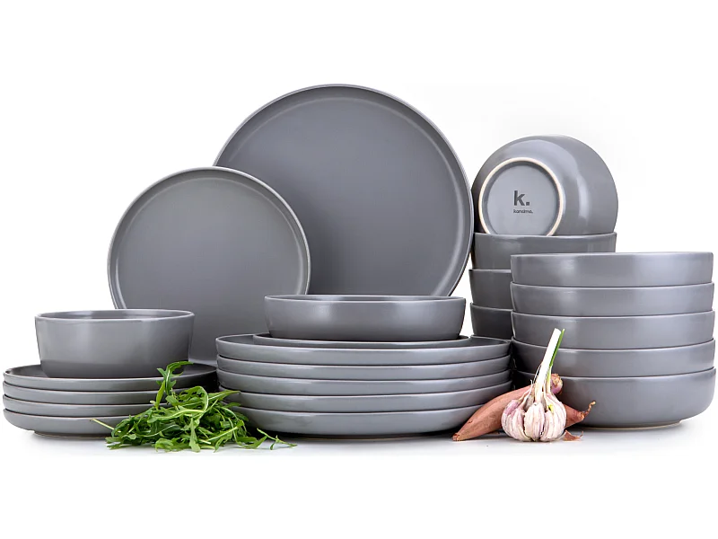 Tafelservice 6 Personen 24-tlg - Weiß, Black, Grey - VICTO