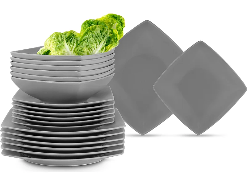 Tafelservice für 6 Personen (18el) Spülmaschinen- und Mikrowellengeeignet- Grau - EPIRI
