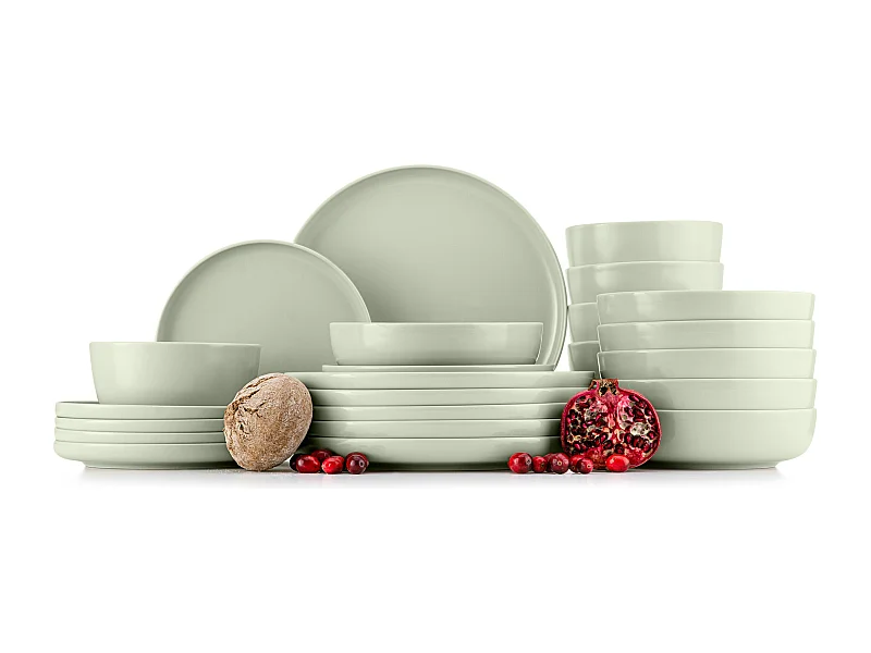 Tafelservice 6 Personen 24-tlg - beige/grün/grau - VICTO