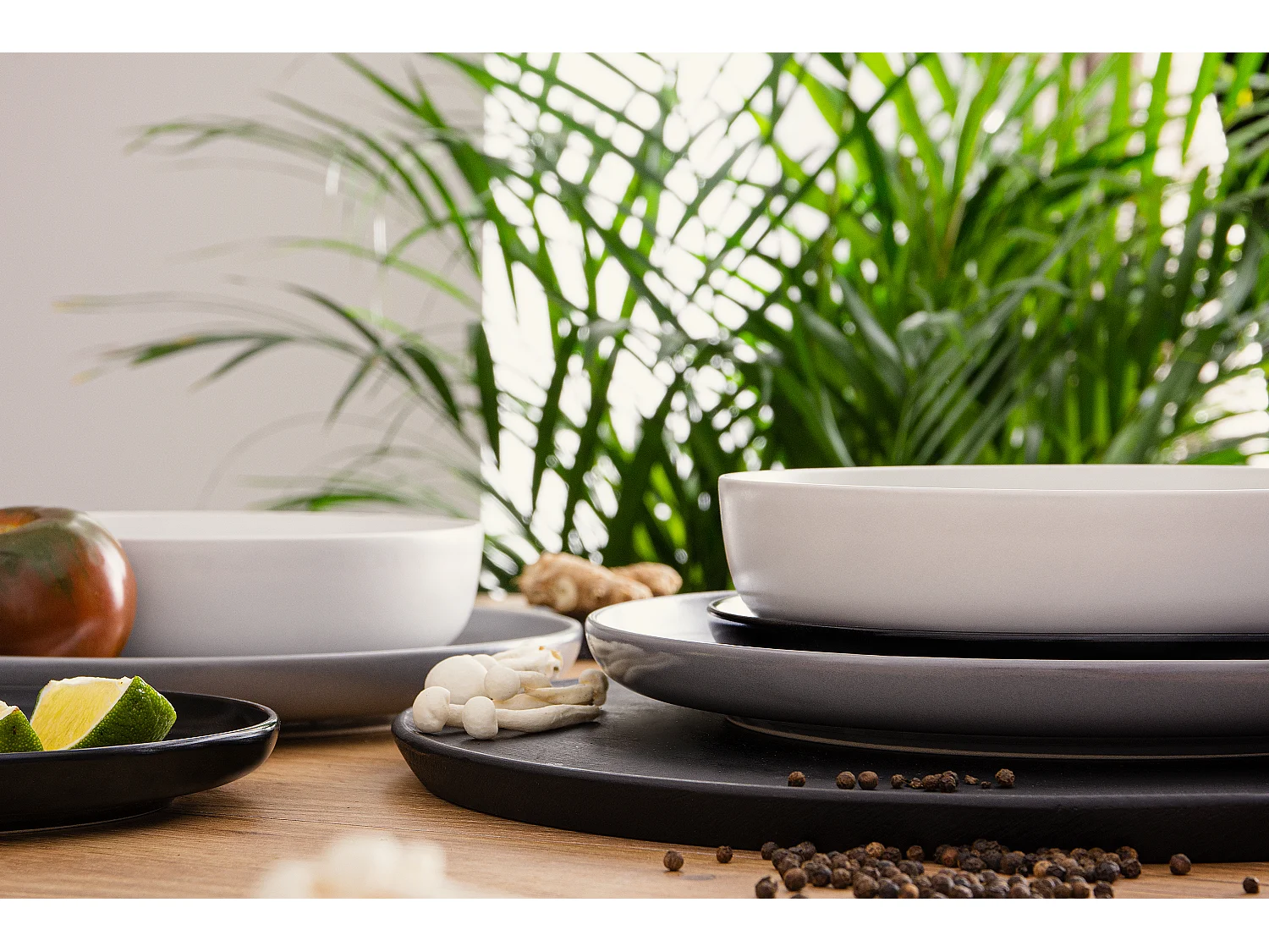 Tafelservice 6 Personen 18-tlg - Schwarz, Grau, Weiß - VICTO