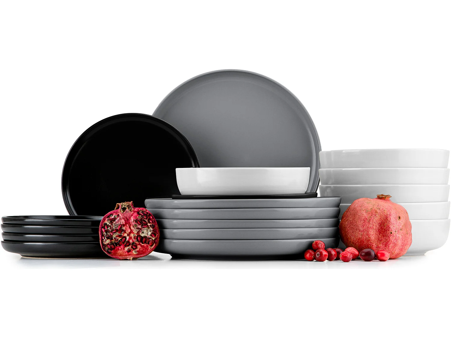 Tafelservice 6 Personen 18-tlg - Schwarz, Grau, Weiß - VICTO