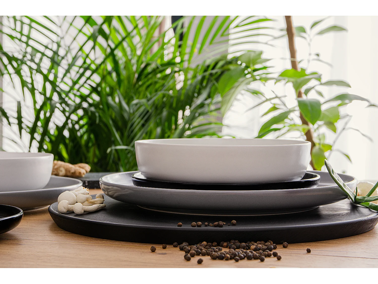 Tafelservice 6 Personen 18-tlg - Schwarz, Grau, Weiß - VICTO