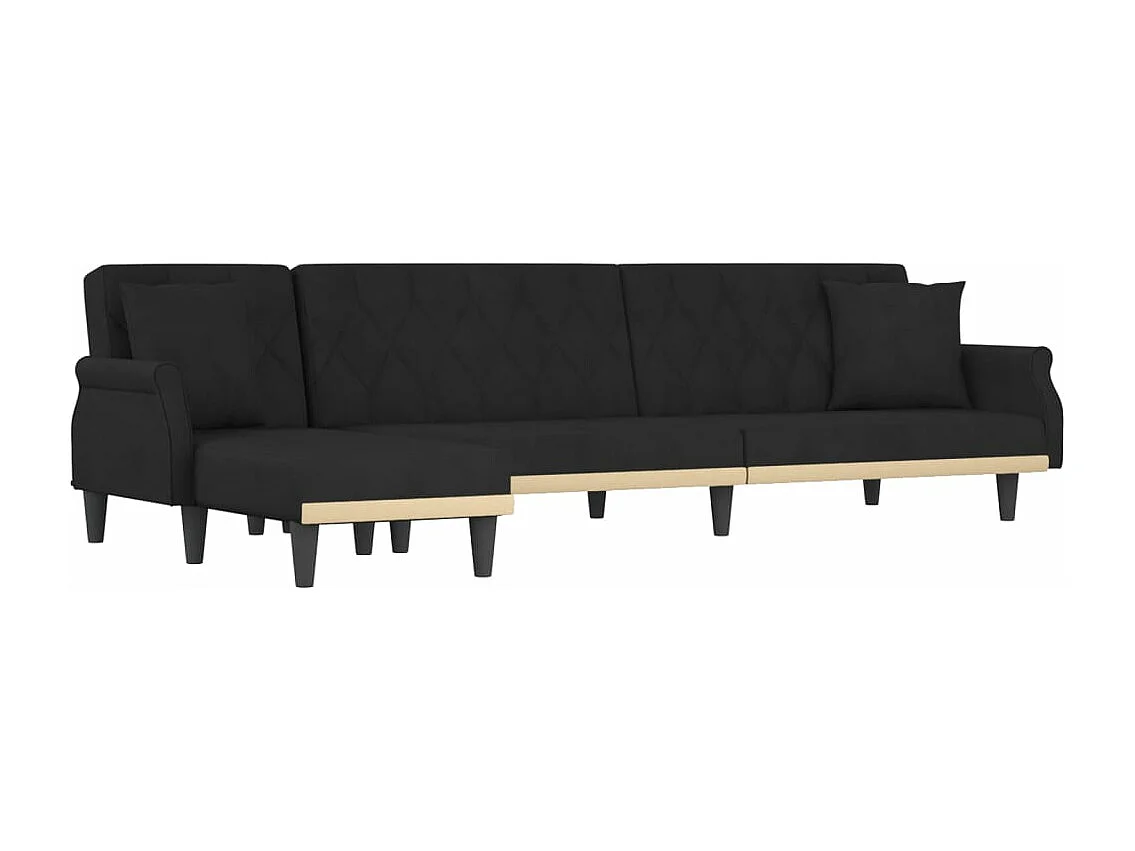 Schlafsofa in L-Form Schwarz 271x140x70 cm Samt