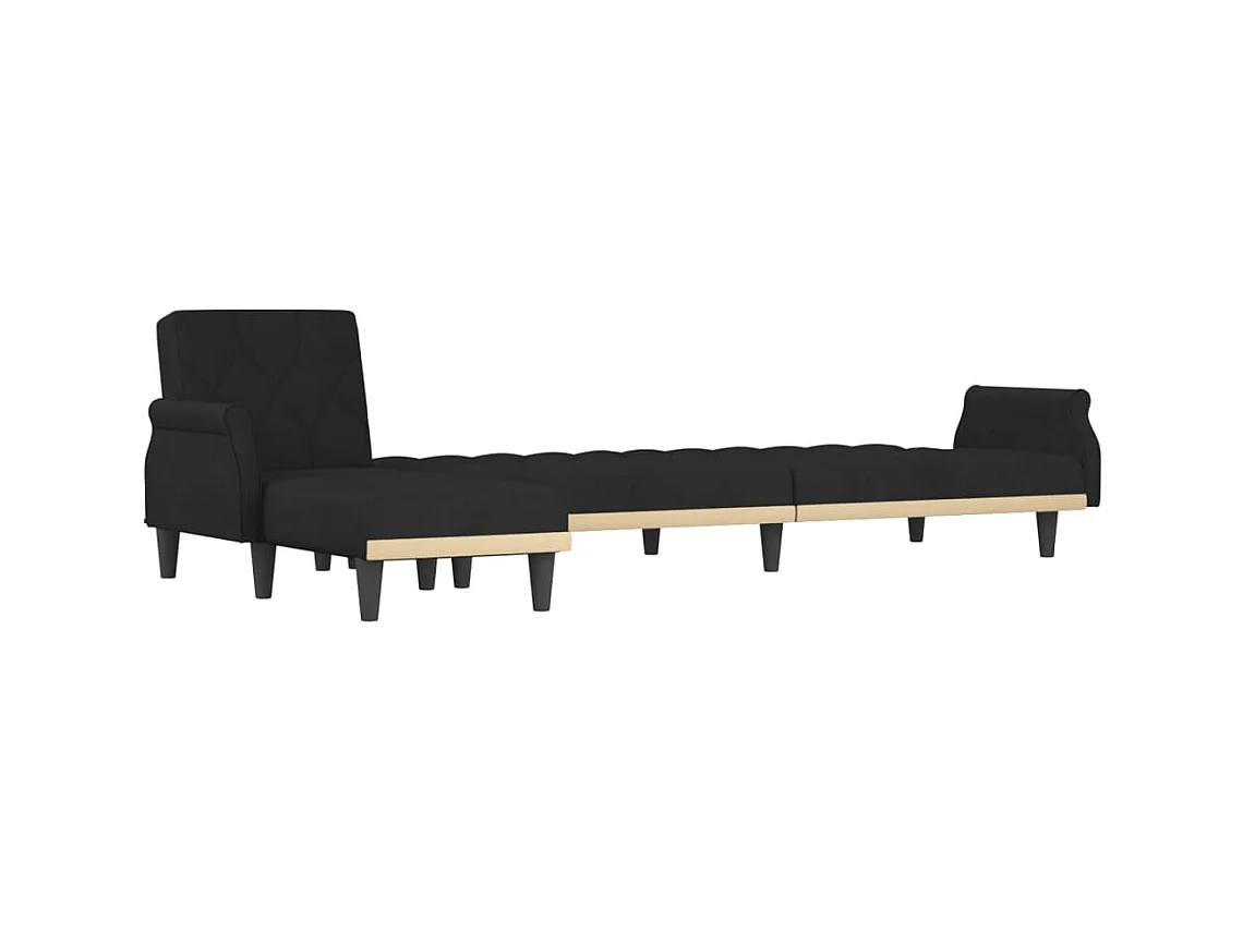 Schlafsofa in L-Form Schwarz 271x140x70 cm Samt