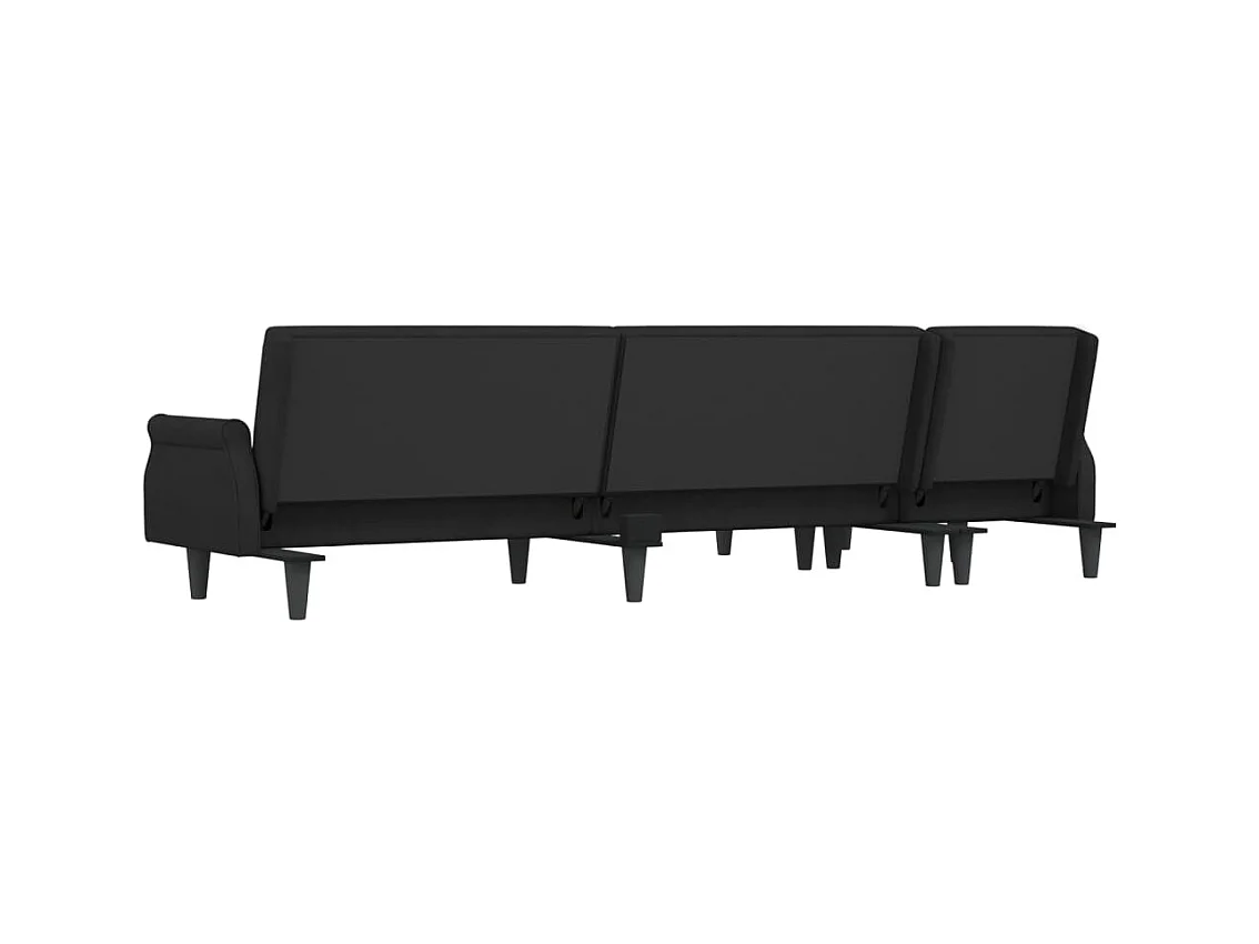 Schlafsofa in L-Form Schwarz 271x140x70 cm Samt
