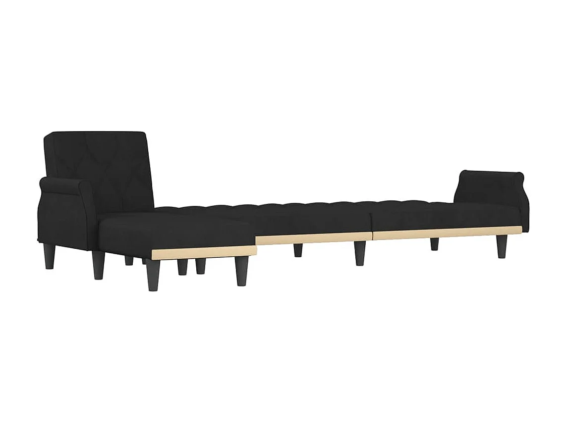 Canapé-lit en forme de L noir 271x140x70 cm velours