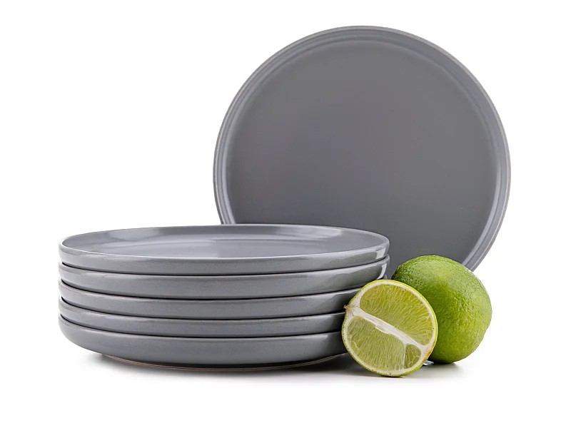 Teller-Set 6-tlg Dessertteller - matt grau - VICTO