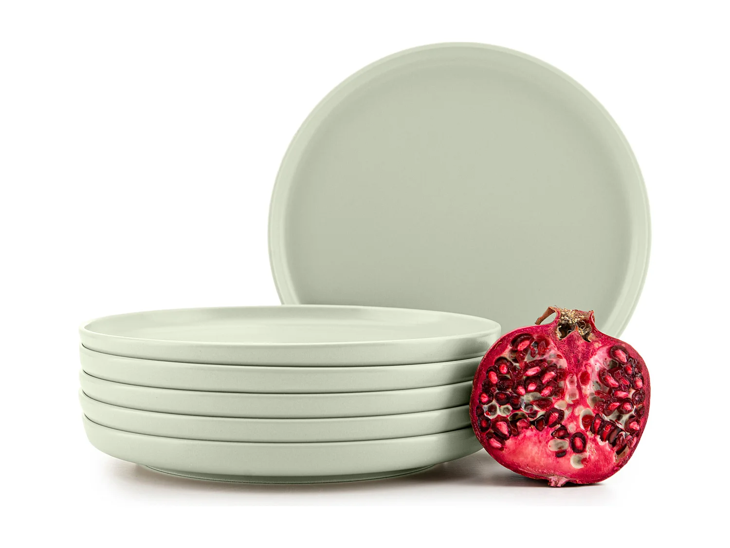 Teller-Set 6-tlg Dessertteller - beige/grün/grau - VICTO