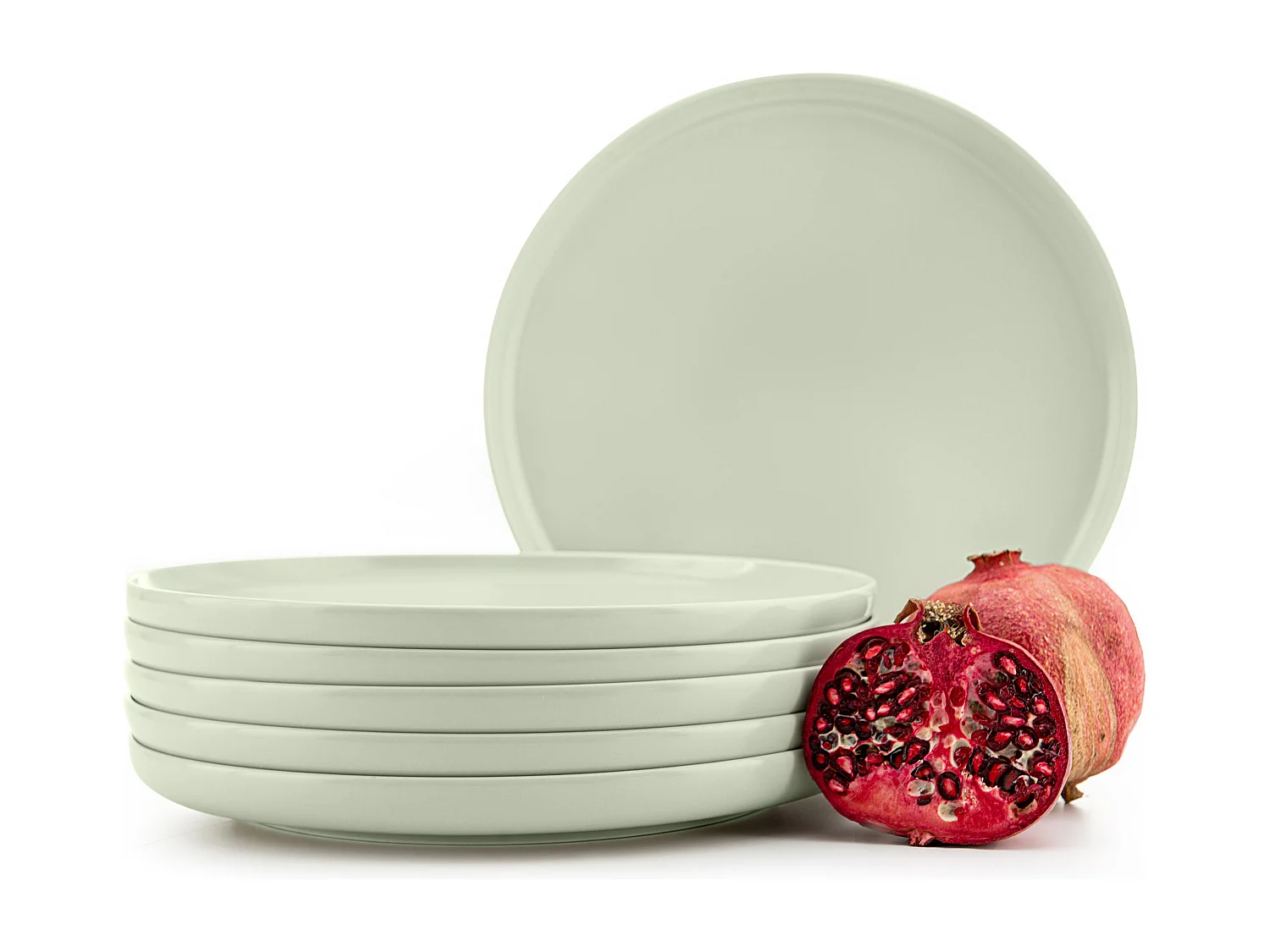 Teller-Set 6-tlg Speiseteller - beige/grün/grau - VICTO