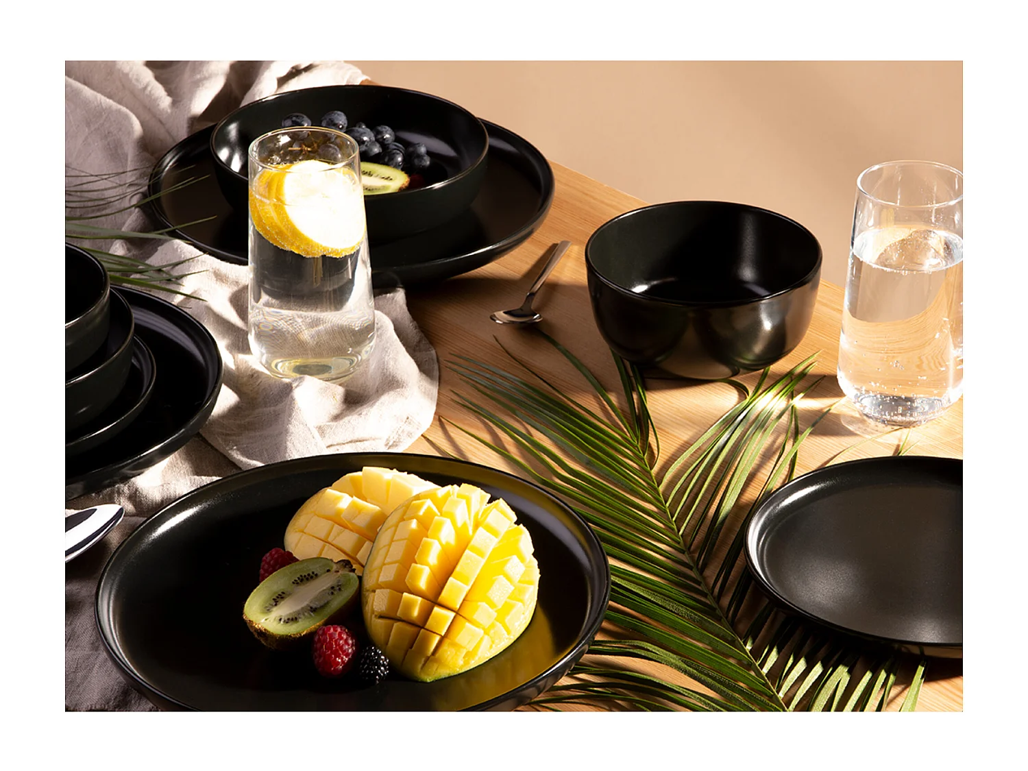 Teller-Set 6-tlg Speiseteller - schwarz - VICTO