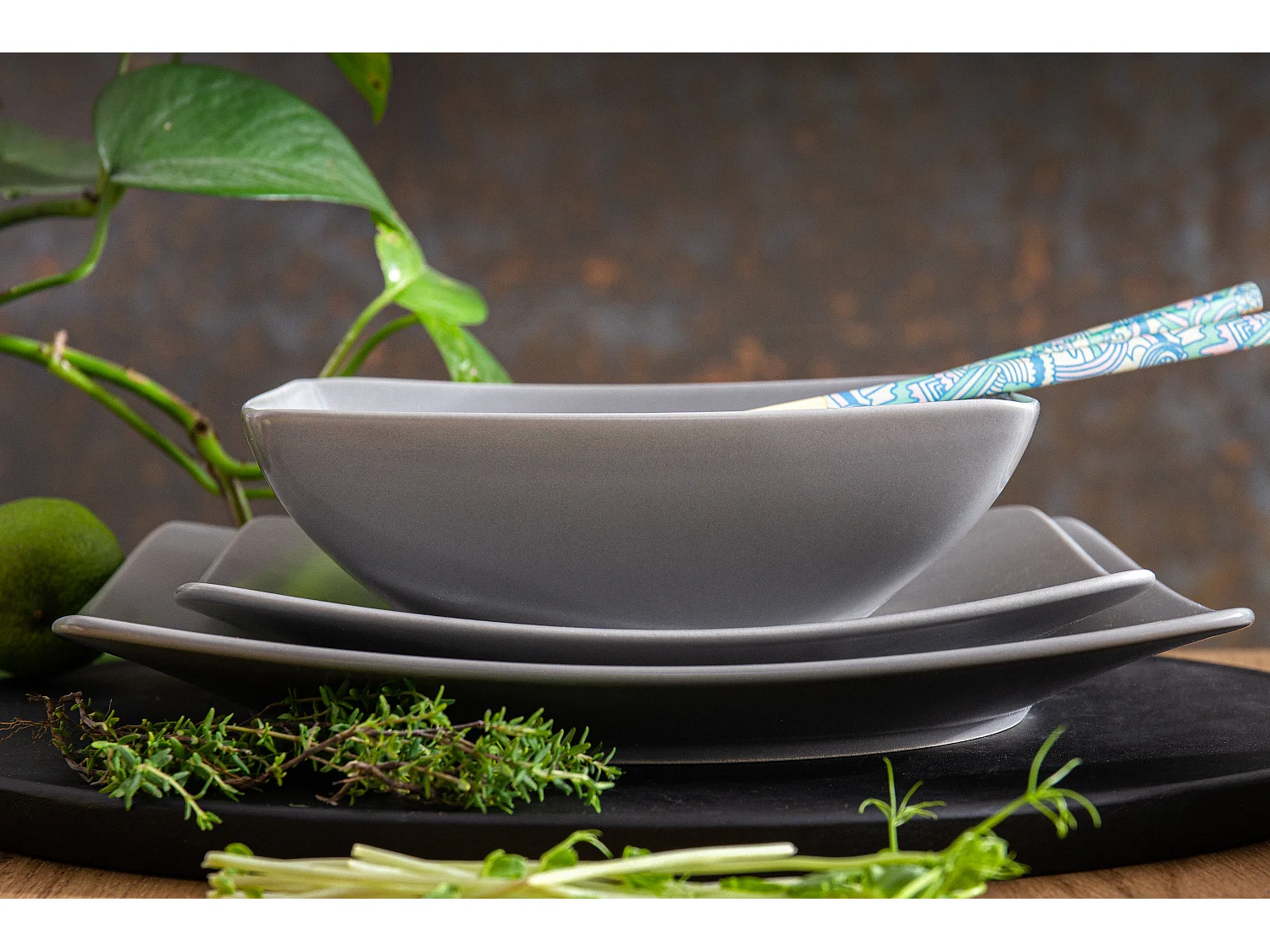 Teller-Set Speiseteller 6-tlg 6 Pers. - Grau - EPIRI